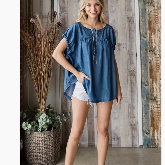 ☀️Veveret “ Henderson “ Veveret Cap Sleeve Front Pleated Tencel Top LAST ONE - Picture 7 of 11